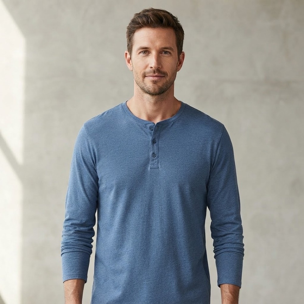 Patagonia Mens XL Long Sleeve Henley Shirt Blue Heathered Classic Outdoor